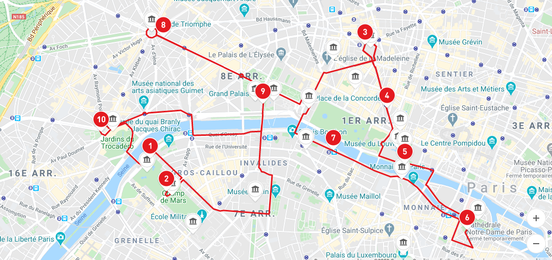 bigbus tour map paris