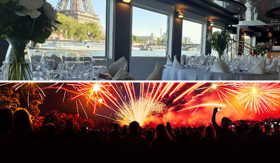 Bastille Day Dinner Cruise with fireworks on the "Chansonnier"