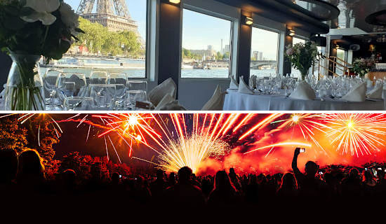 Dîner Croisière de 14 juillet  avec feu d'artifice sur le "Chansonnier"