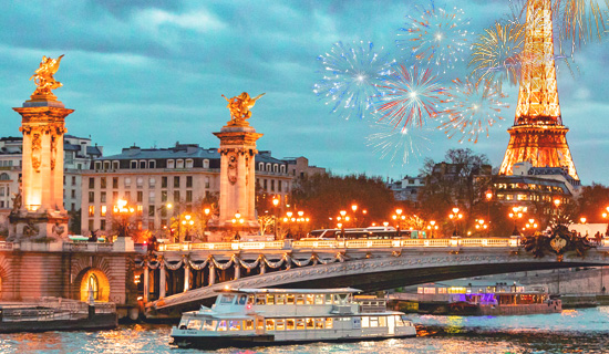 Bastille Day Cruise with Champagne Dinner on a cosy boat