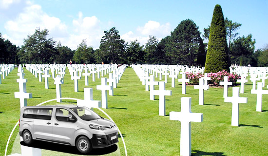 Normandy landing D-day beaches in a comfortable minivan from Paris