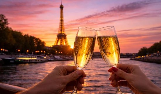 Croisière Champagne à Paris pour admirer le coucher du soleil