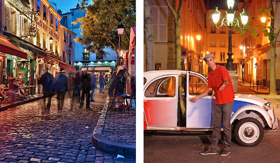 Romantic dinner ride in a 2CV in Montmartre