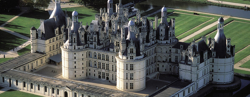 The castle of Chambord from the sky