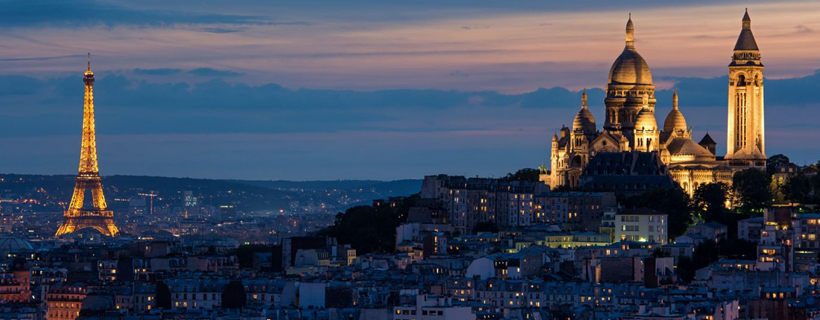 El sacre coeur en Montmartre y la Torre Eiffel